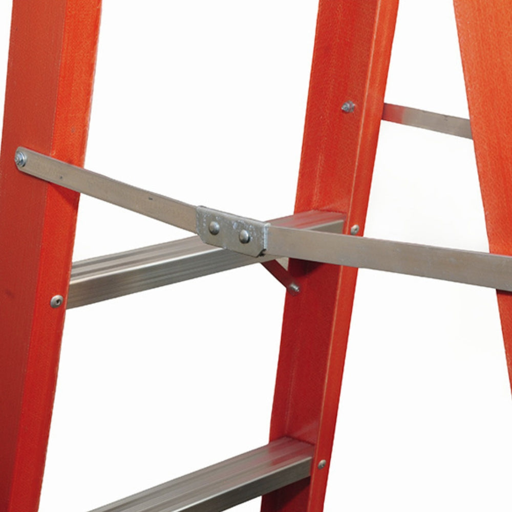 Escada Dupla de Aluminio e Fibra de Vidro Residencial 8 Degraus 2,4 Metros