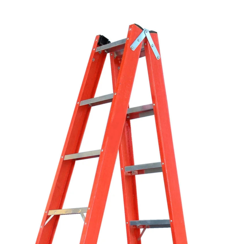 Escada Dupla de Aluminio e Fibra de Vidro Residencial 9 Degraus 2,7 Metros