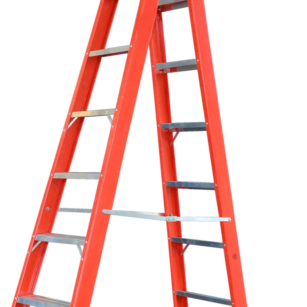 Escada Dupla de Aluminio e Fibra de Vidro Residencial 9 Degraus 2,7 Metros