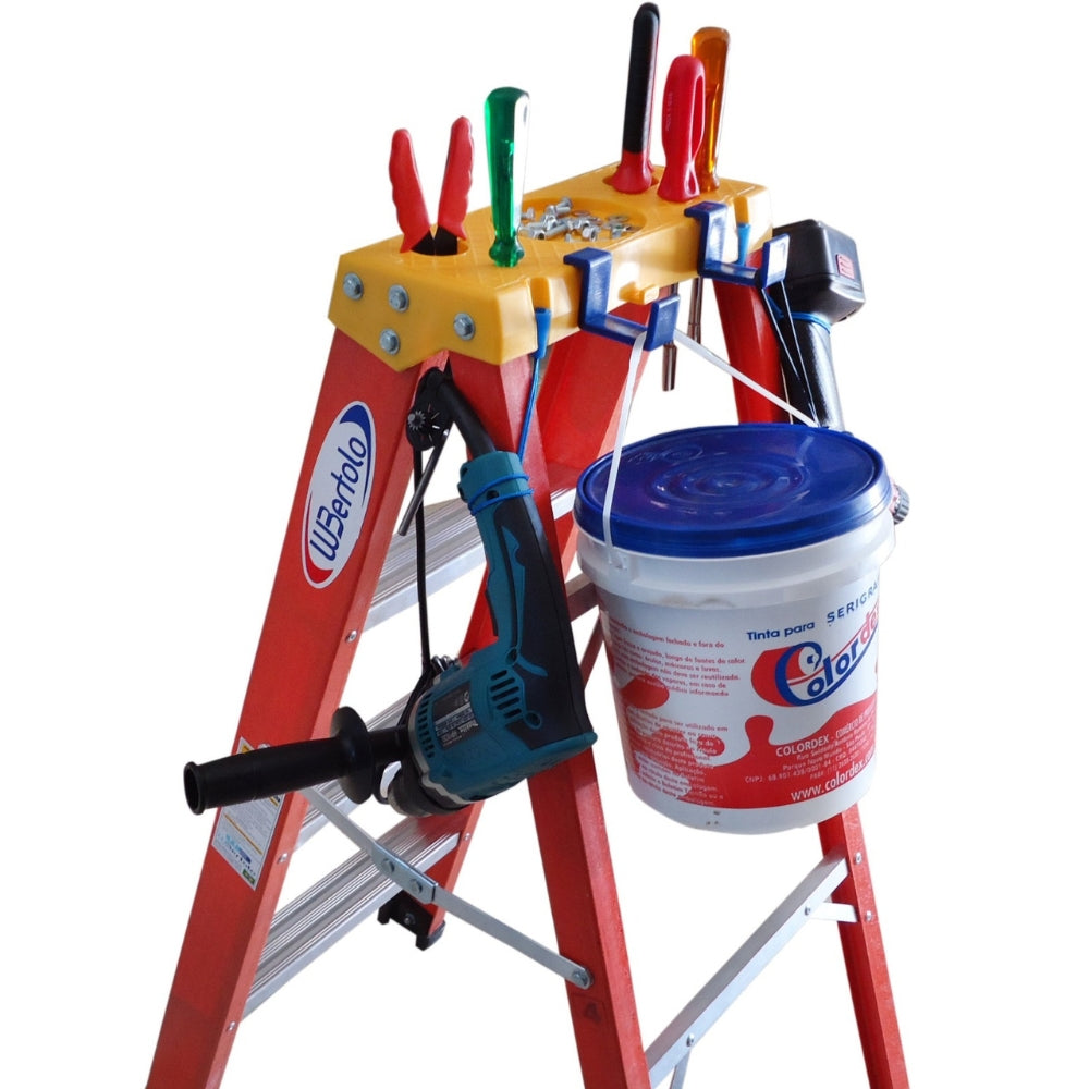 Escada de Aluminio e Fibra Simples Residencial 6 Degraus 1,8 Metros