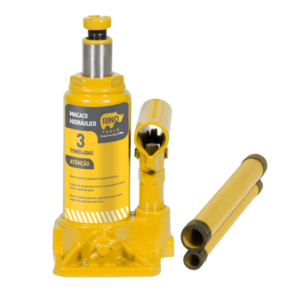 Macaco Hidraulico 3 Toneladas Tipo Garrafa Com Alavanca Rino Tools