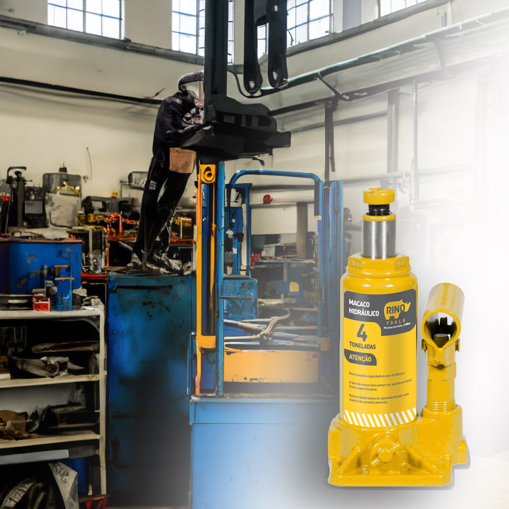 Macaco Hidráulico Tipo Garrafa 04 Toneladas Manual Rino
