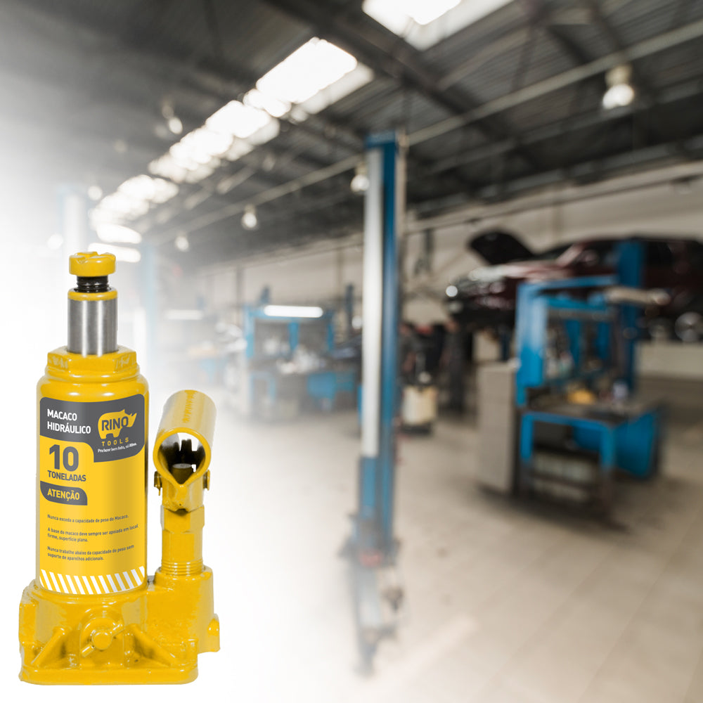 Macaco Hidráulico Tipo Garrafa 10 Toneladas Manual Rino