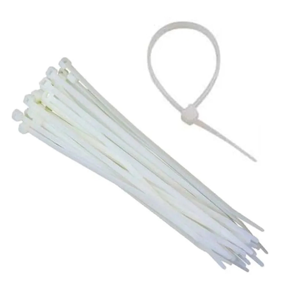 ABRAÇADEIRA PRESILHA 200X4,8MM BRANCA 100 UNIDADES