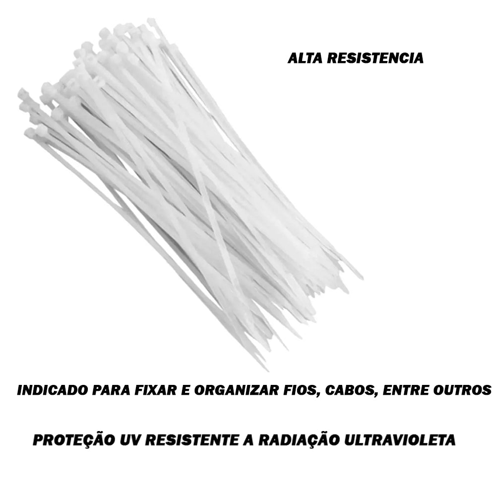 ABRAÇADEIRA PRESILHA 200X4,8MM BRANCA 50 UNIDADES