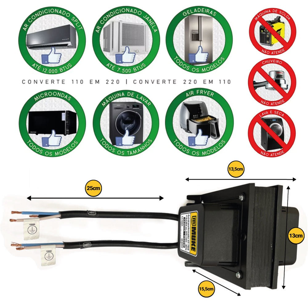 Transformador 5000va 110/220v - 220/110v Bivolt At-500 Muke Tools