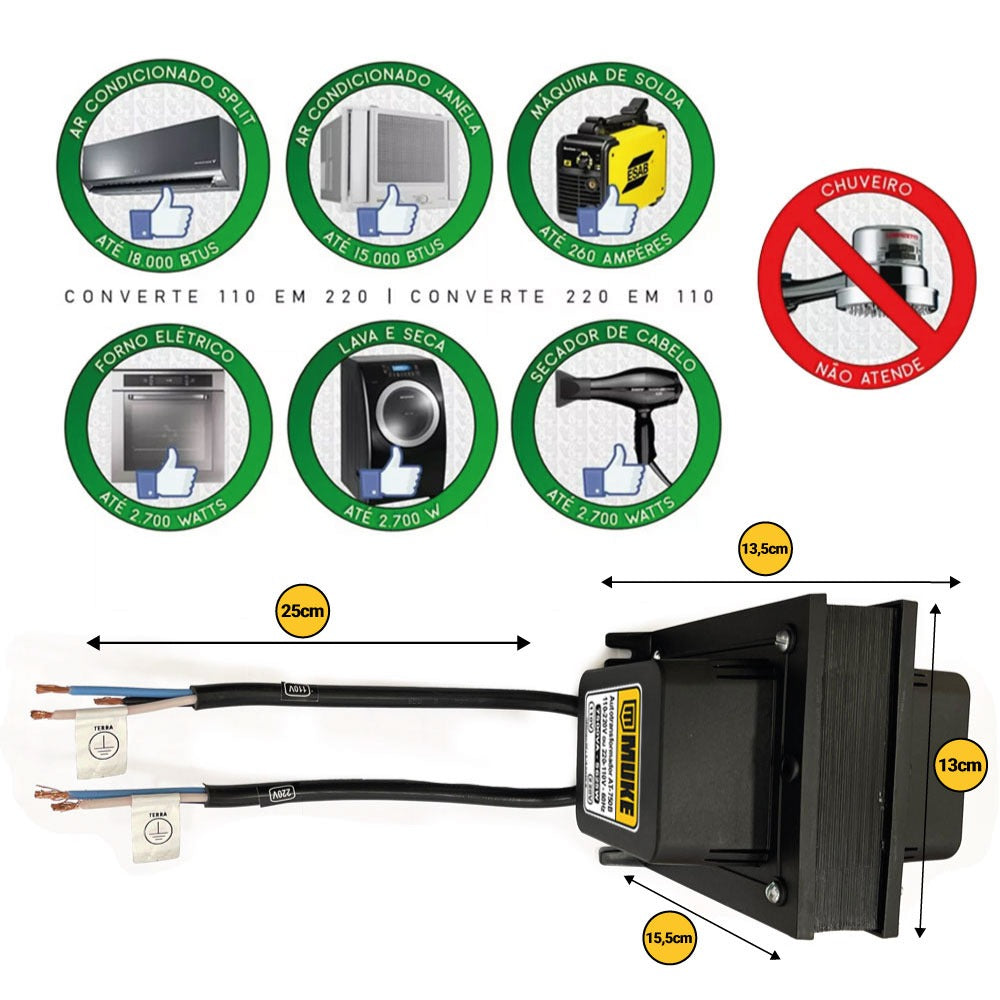 Transformador 7500va 110/220v - 220/110v Bivolt At-750 Muke Tools