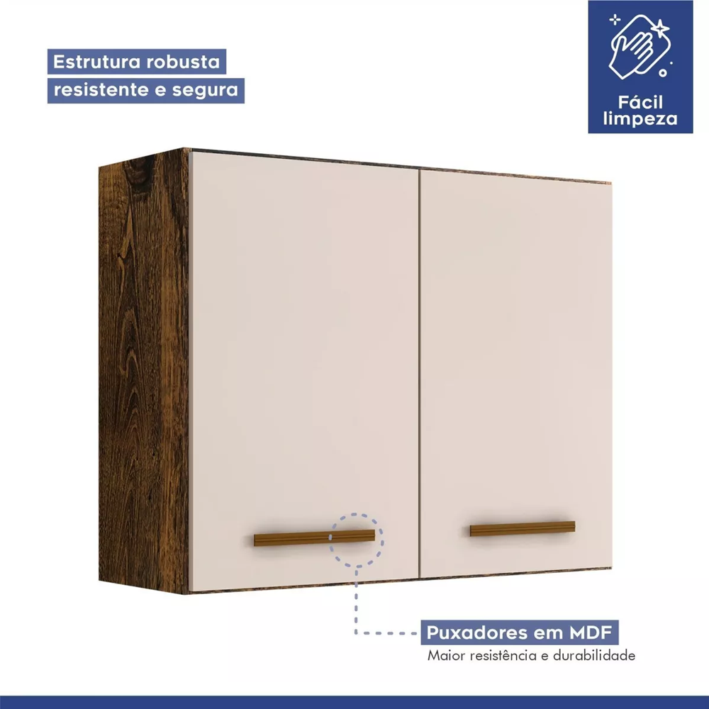 Armário Aéreo 2 Portas para Cozinha Valencia Ype/off White Kaiki