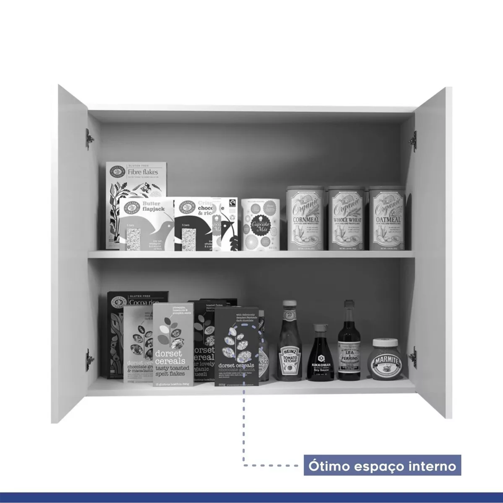 Armário Aéreo 2 Portas para Cozinha Valencia Ype/off White Kaiki