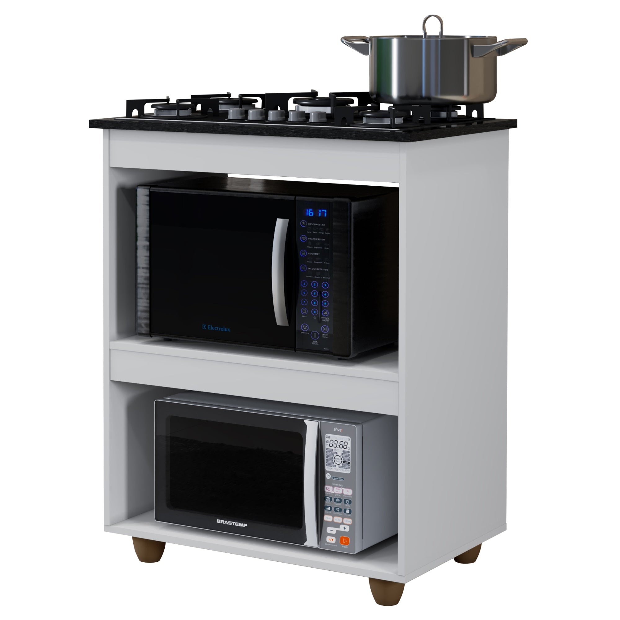 Balcão de Cozinha para Cooktop 5 Bocas Turim Branco Kaiki