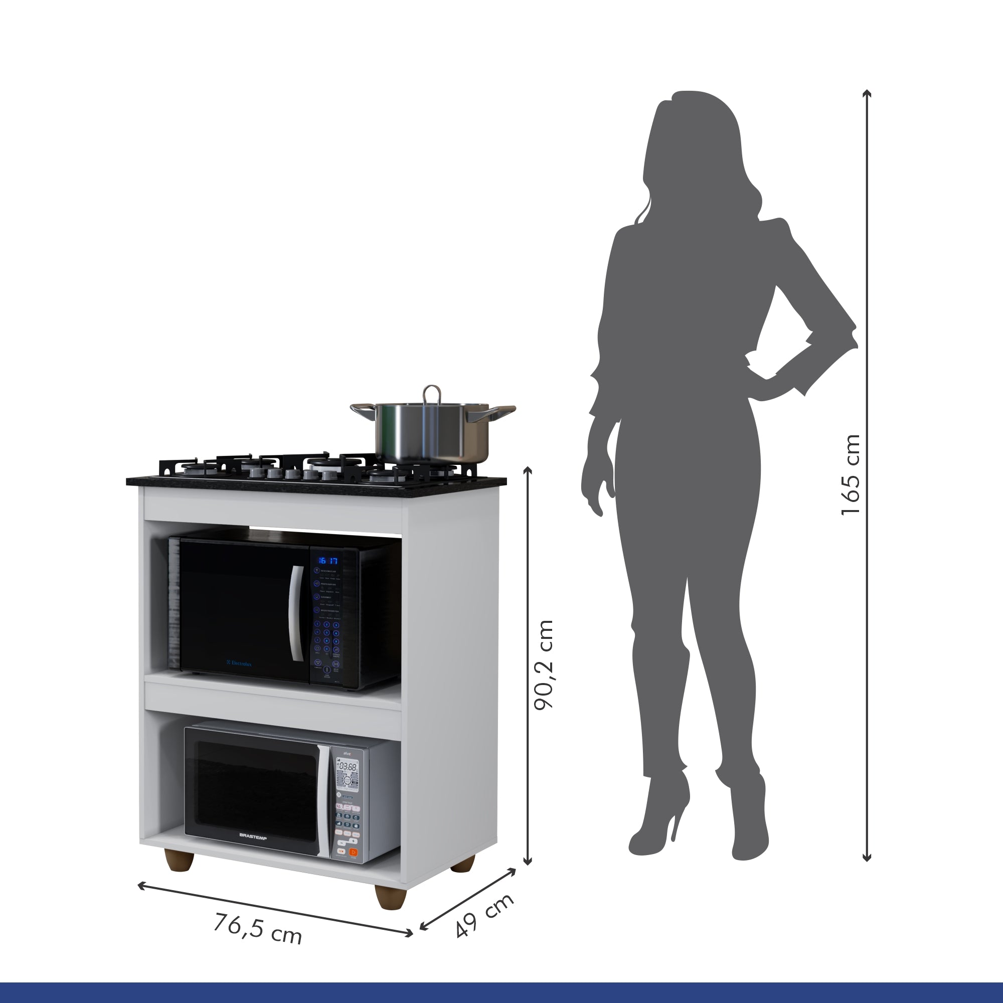 Balcão de Cozinha para Cooktop 5 Bocas Turim Branco Kaiki