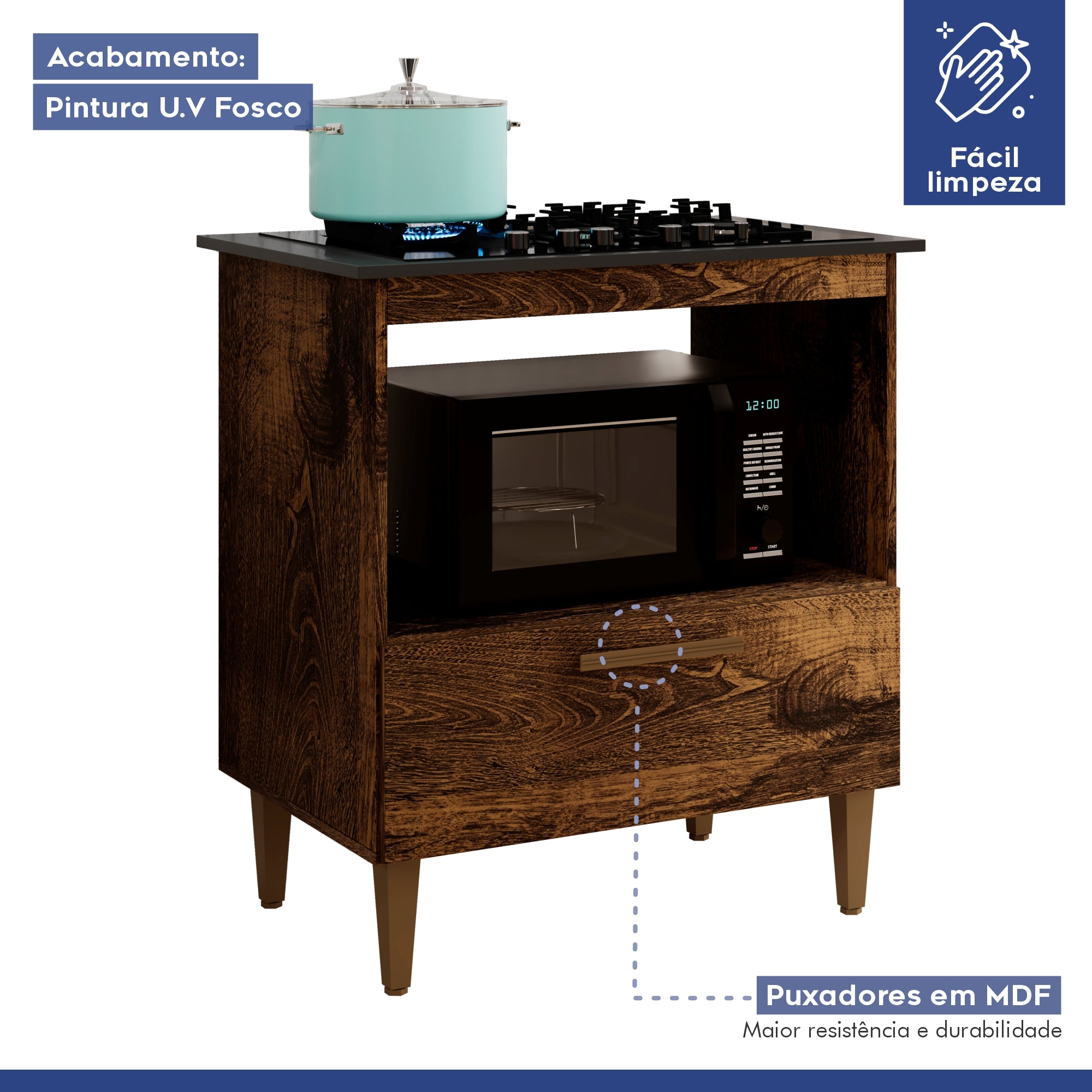 Balcão Cooktop Eliz 1 Porta 5 Bocas Ype Kaiki Móveis