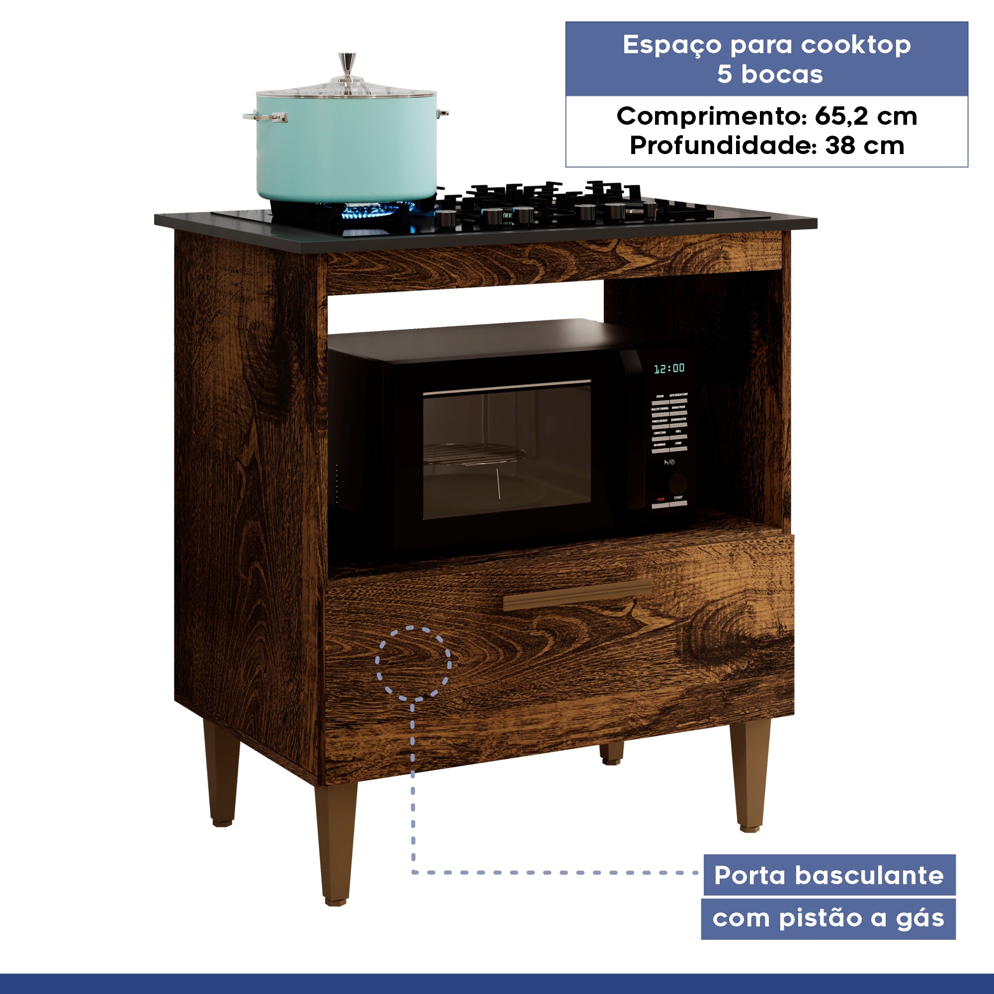 Balcão Cooktop Eliz 1 Porta 5 Bocas Ype Kaiki Móveis