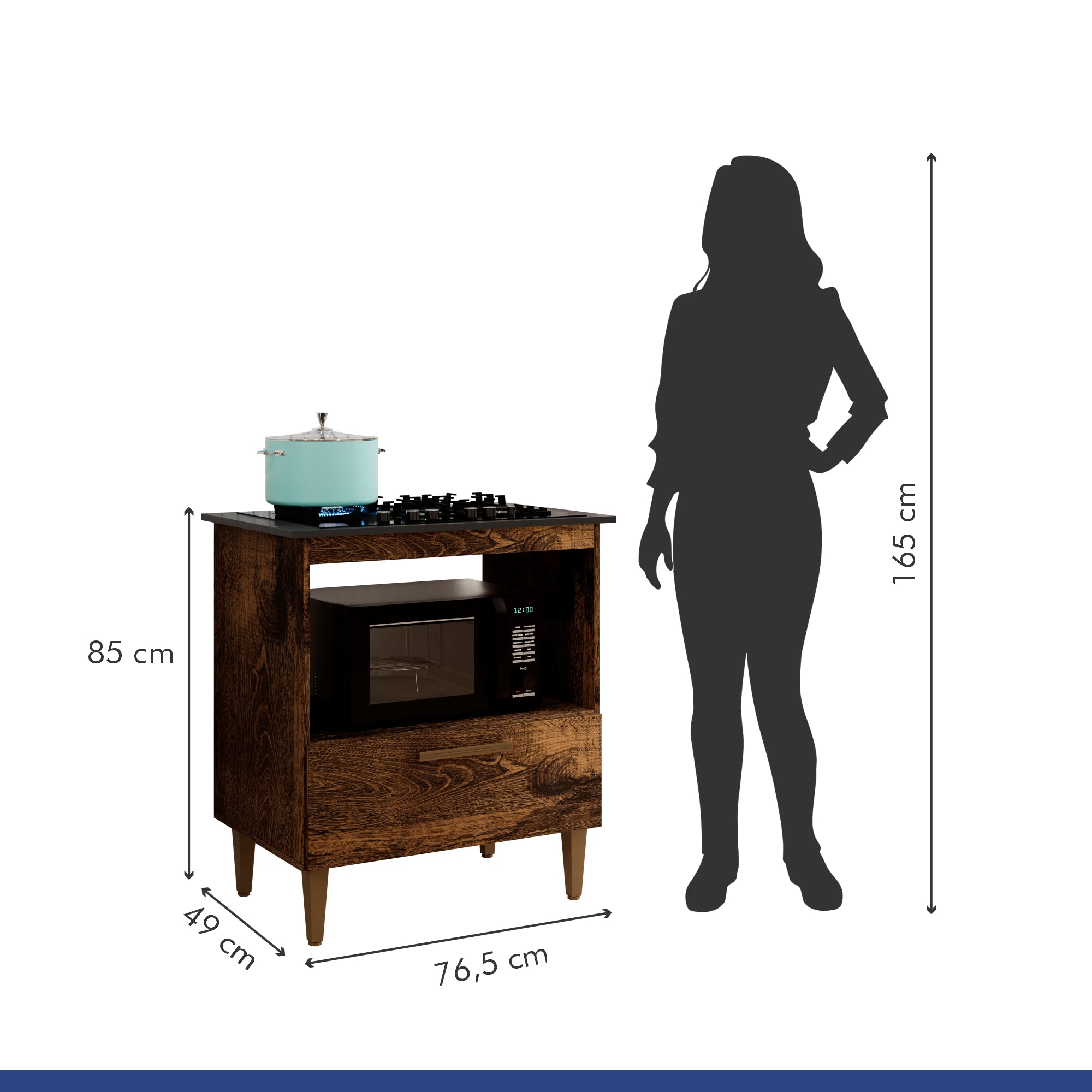Balcão Cooktop Eliz 1 Porta 5 Bocas Ype Kaiki Móveis