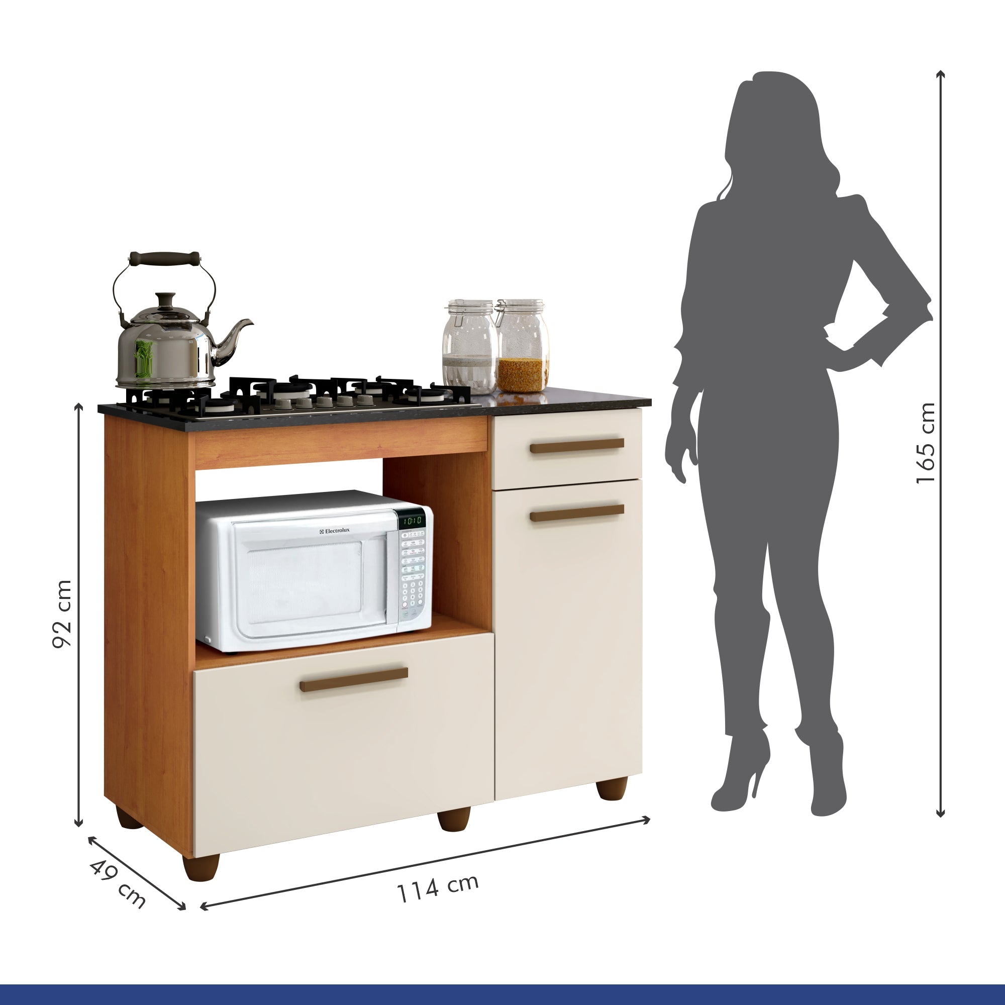 BALCÃO PARA COOKTOP 04 BOCAS 2 PORTAS 1 GAVETA VIOLETA KAIKI