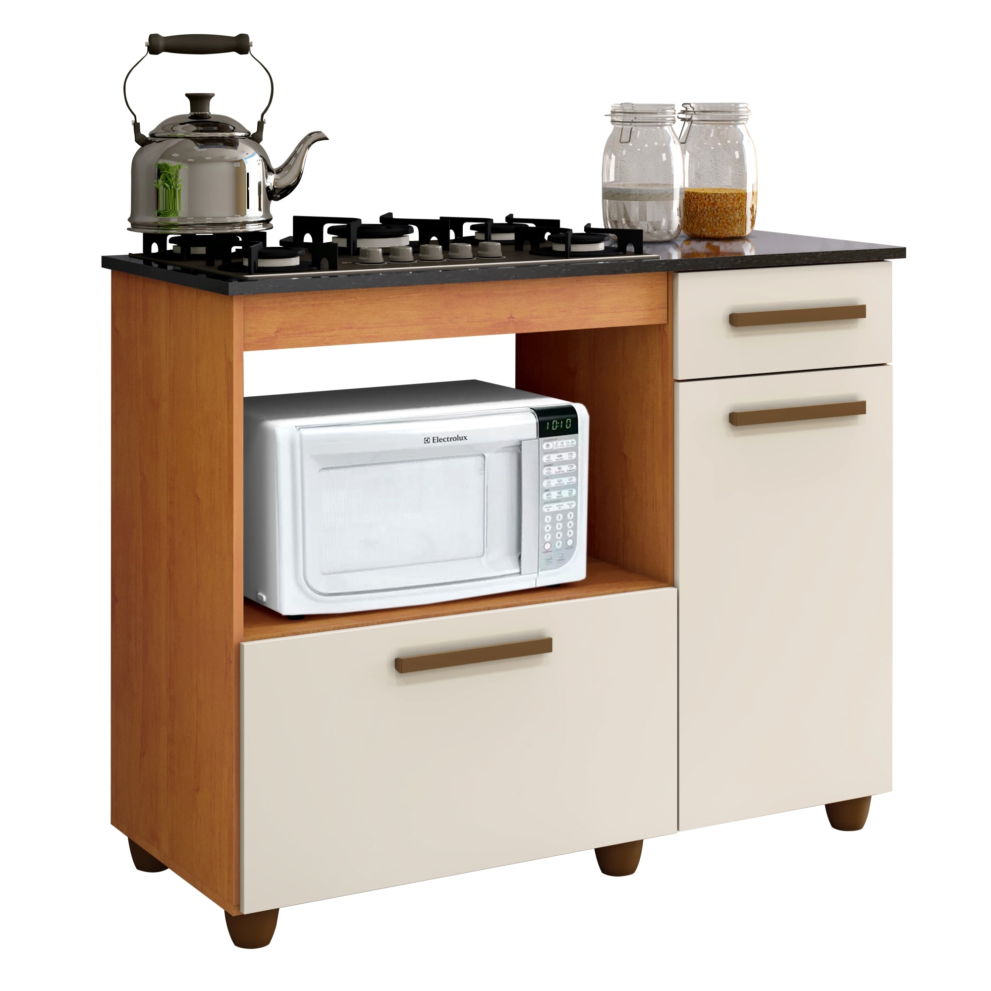 BALCÃO PARA COOKTOP 04 BOCAS 2 PORTAS 1 GAVETA VIOLETA KAIKI