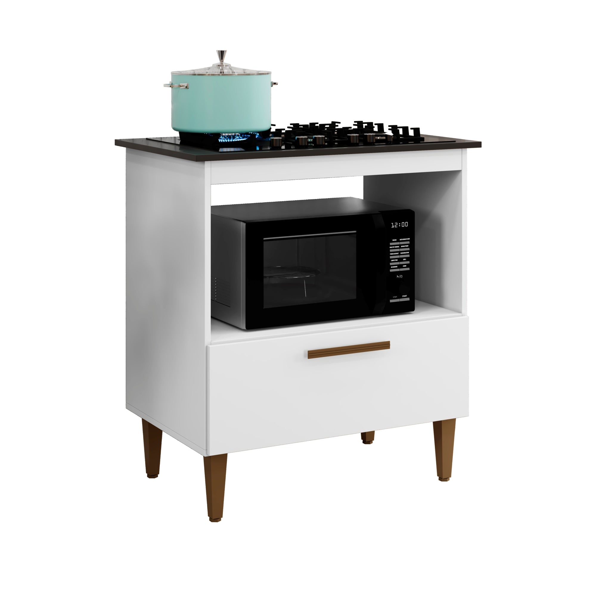 Balcão Cooktop Eliz 1 Porta 4 Bocas Branco Kaiki Móveis