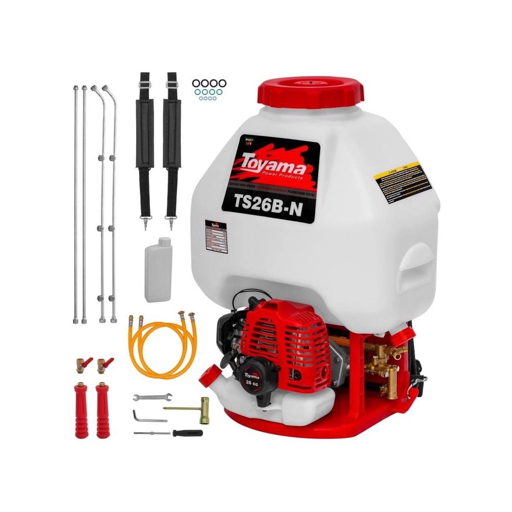PULVERIZADOR COSTAL 25 LITROS A GASOLINA 2T TOYAMA TS26B-N COM 2 LANÇAS E 4 BICOS