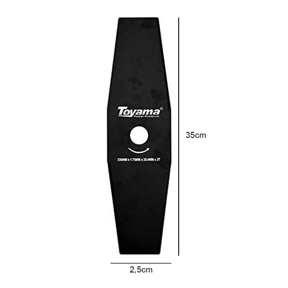 Lâmina para Roçadeira com 2 Pontas em Aço com Adaptador de Furo 350×25,4×2,0mm Universal Toyama Orig