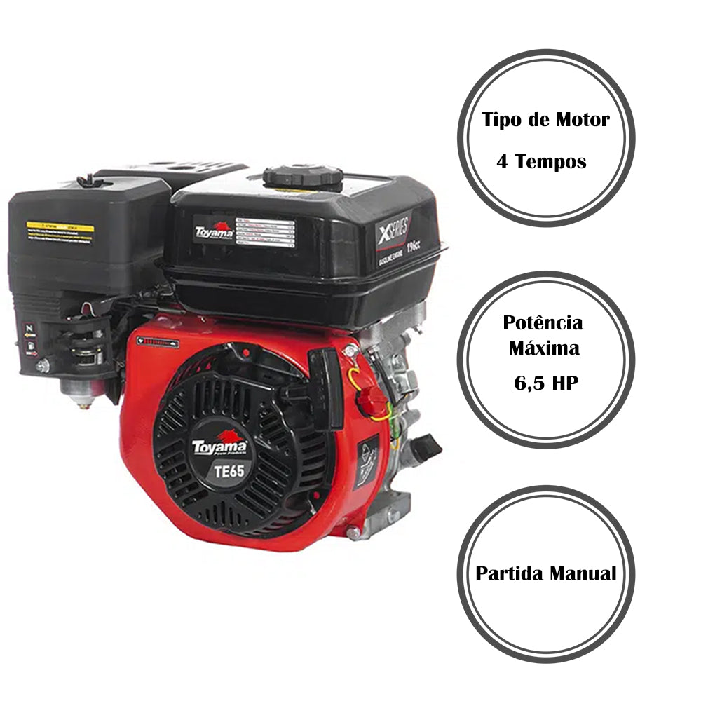 Motor a Gasolina 4t 196cc 6.5cv com Partida Manual Te65x Toyama