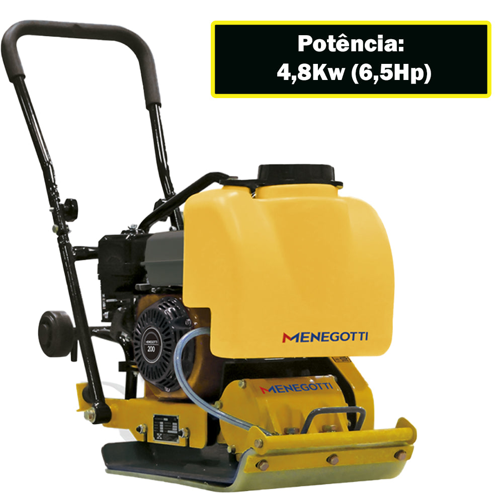 Placa Compactadora Vibratória à Gasolina 6,5hp MPV62M 50x36cm Menegotti