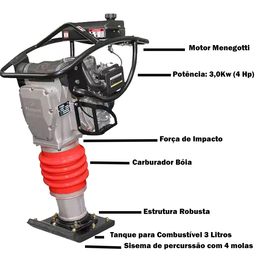 Compactador Percussão Sapo à Gasolina 165CB RAM75M 4cv Menegotti