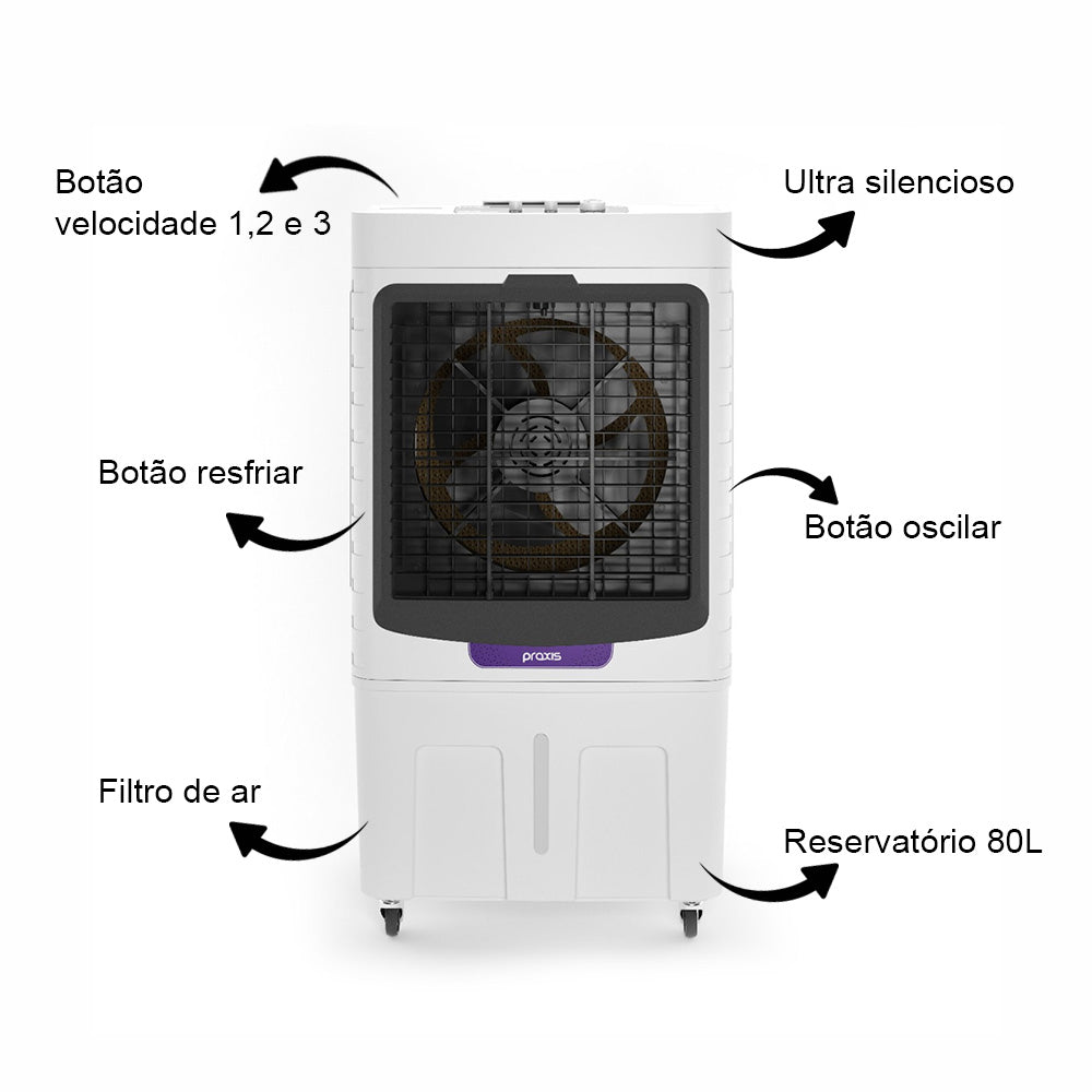Climatizador de Ar Industrial 80 Litros Praxis Cp80 5.500M³/H 127V