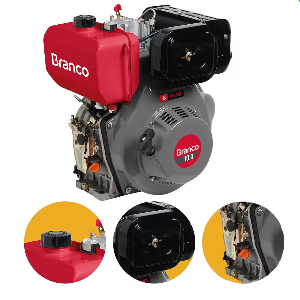 MOTOR À DIESEL 10CV 4 TEMPOS PARTIDA ELÉTRICA BD 10.0 EIXO BRANCO
