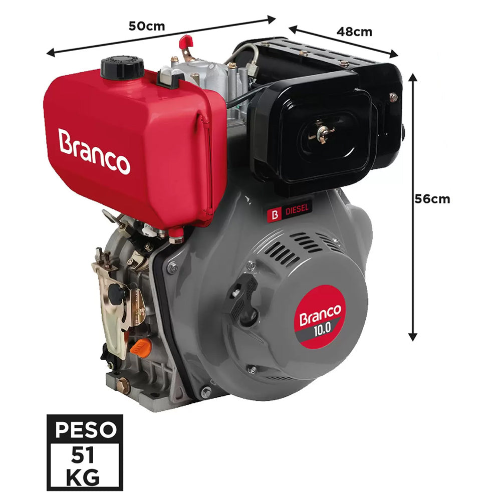MOTOR À DIESEL 10CV 4 TEMPOS PARTIDA ELÉTRICA BD 10.0 EIXO BRANCO
