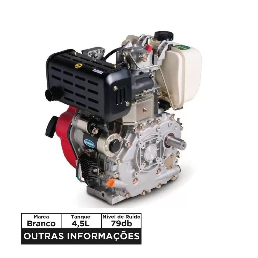 MOTOR À DIESEL 10CV 4 TEMPOS PARTIDA ELÉTRICA BD 10.0 EIXO BRANCO