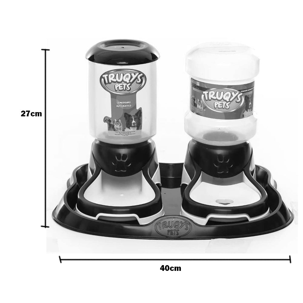 Kit Comedouro e Bebedouro Automático Truqys Pet Bandeja Rosa