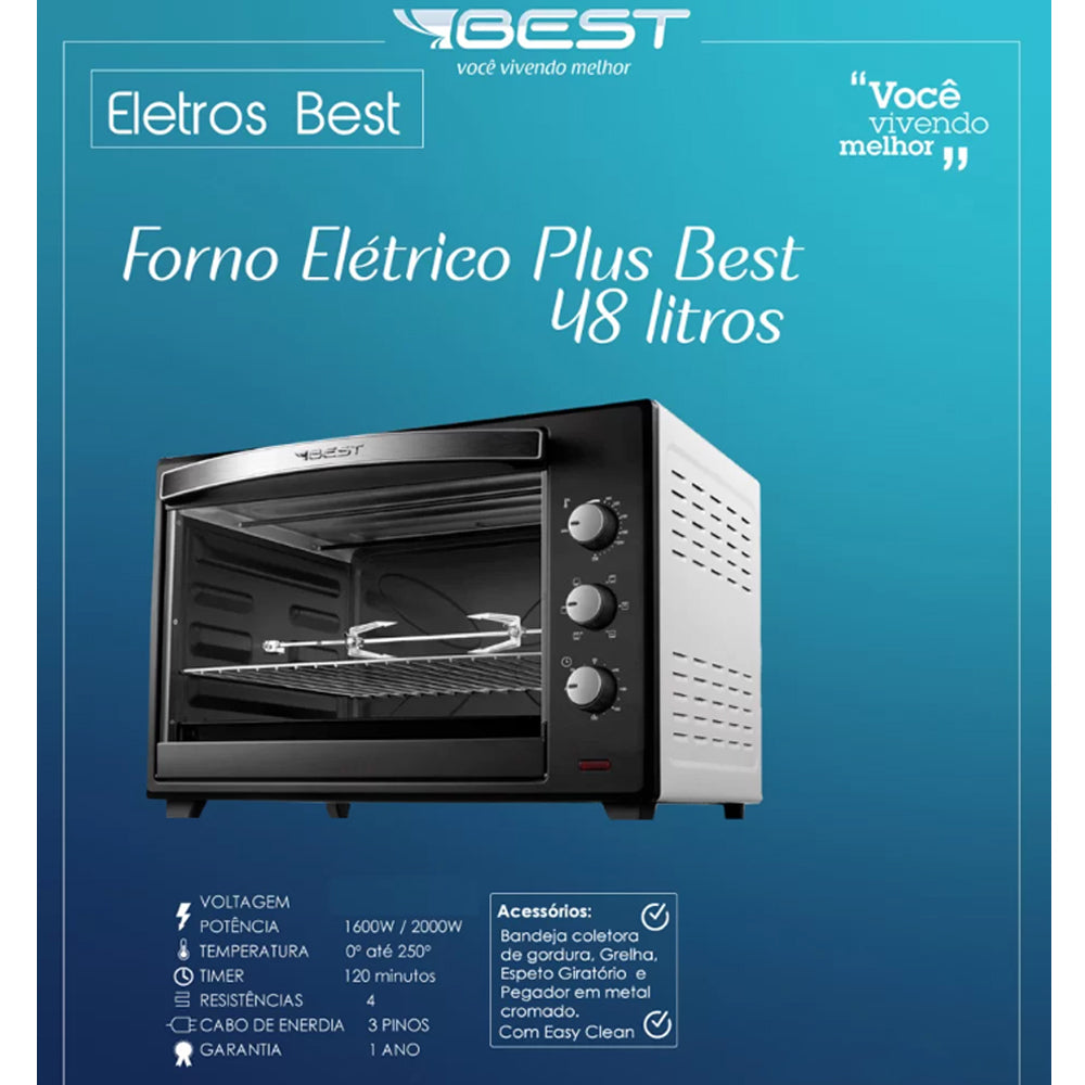 Forno Elétrico 48 Litros C/ Espeto Giratório 127v Best