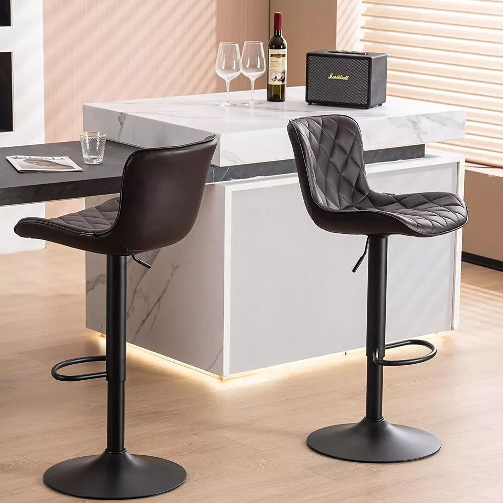 Kit 2 Banquetas Alta para Cozinha Base Preta Giratória Luxo Estofada Pu Bs80 Preta Best