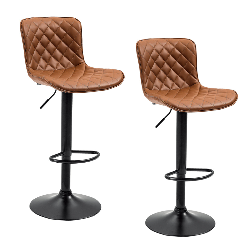Kit 2 Banquetas Alta para Cozinha Base Preta Giratória Luxo Estofada Pu Bs80 Cinza Best