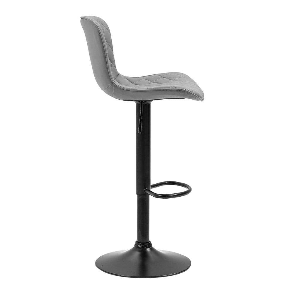 Kit 2 Banquetas Alta para Cozinha Base Preta Giratória Luxo Estofada Pu Bs80 Cinza Best