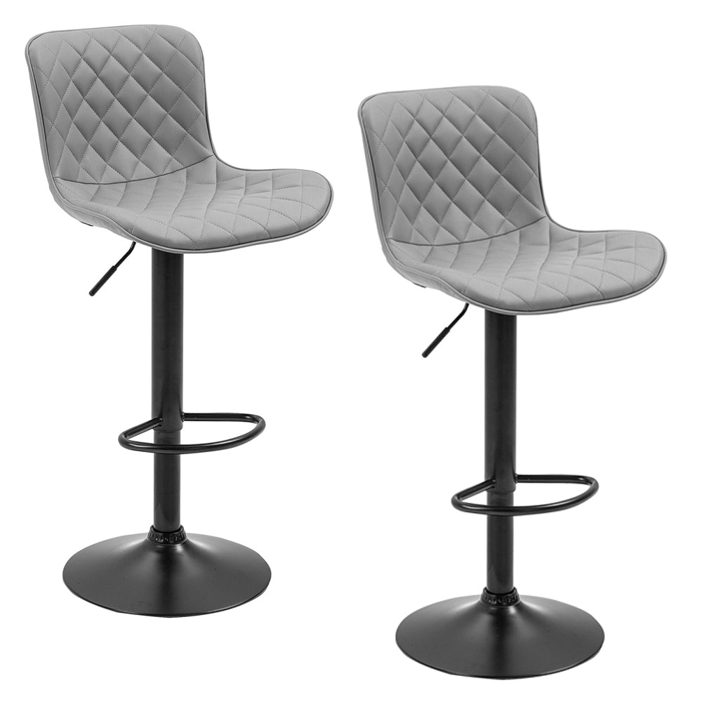 Kit 2 Banquetas Alta para Cozinha Base Preta Giratória Luxo Estofada Pu Bs80 Cinza Best