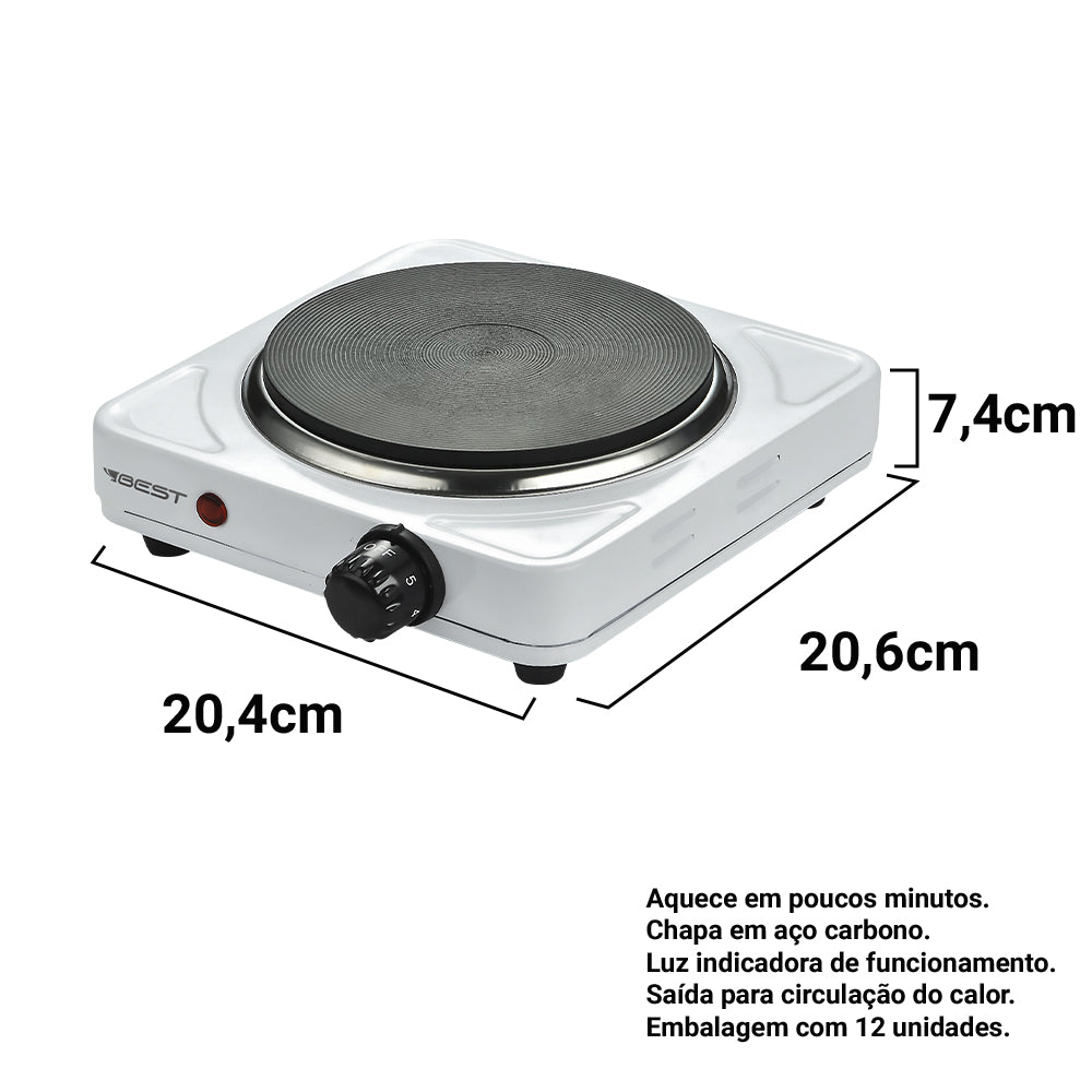 Fogão Portátil de Mesa Eletrico 1 Boca Ad-s102 1000w Branco 220v Best
