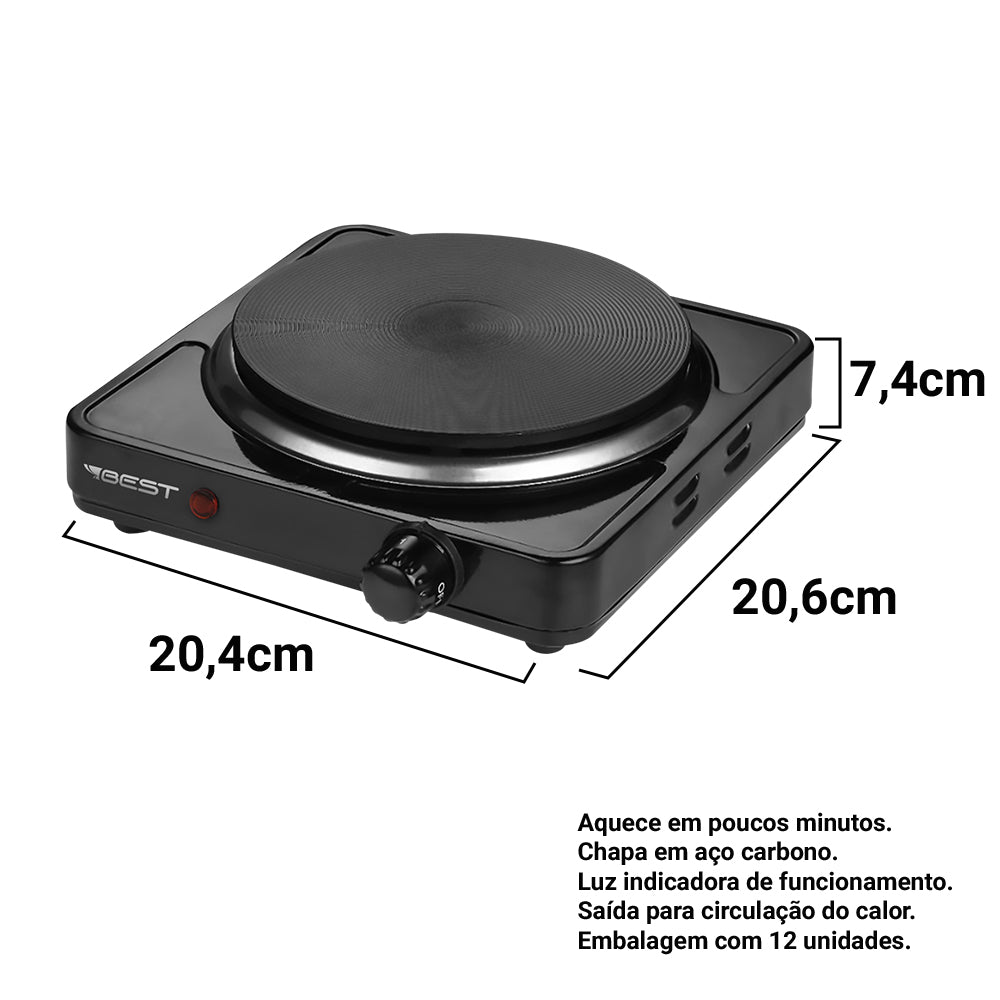 Fogão Portátil de Mesa Eletrico 1 Boca Ad-s102 1000w Preto 220v Best