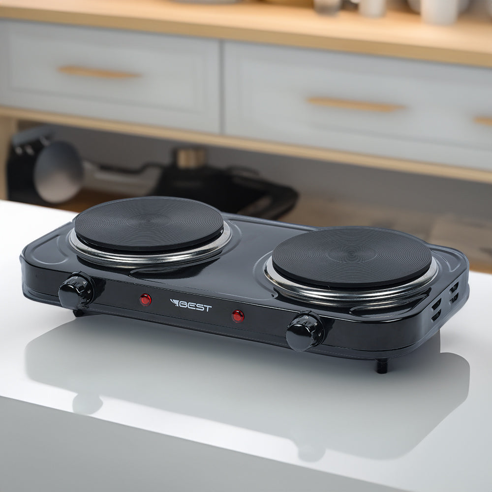 Fogão Portátil de Mesa Eletrico 2 Boca Ad-s201 2000w 220v Preto Best
