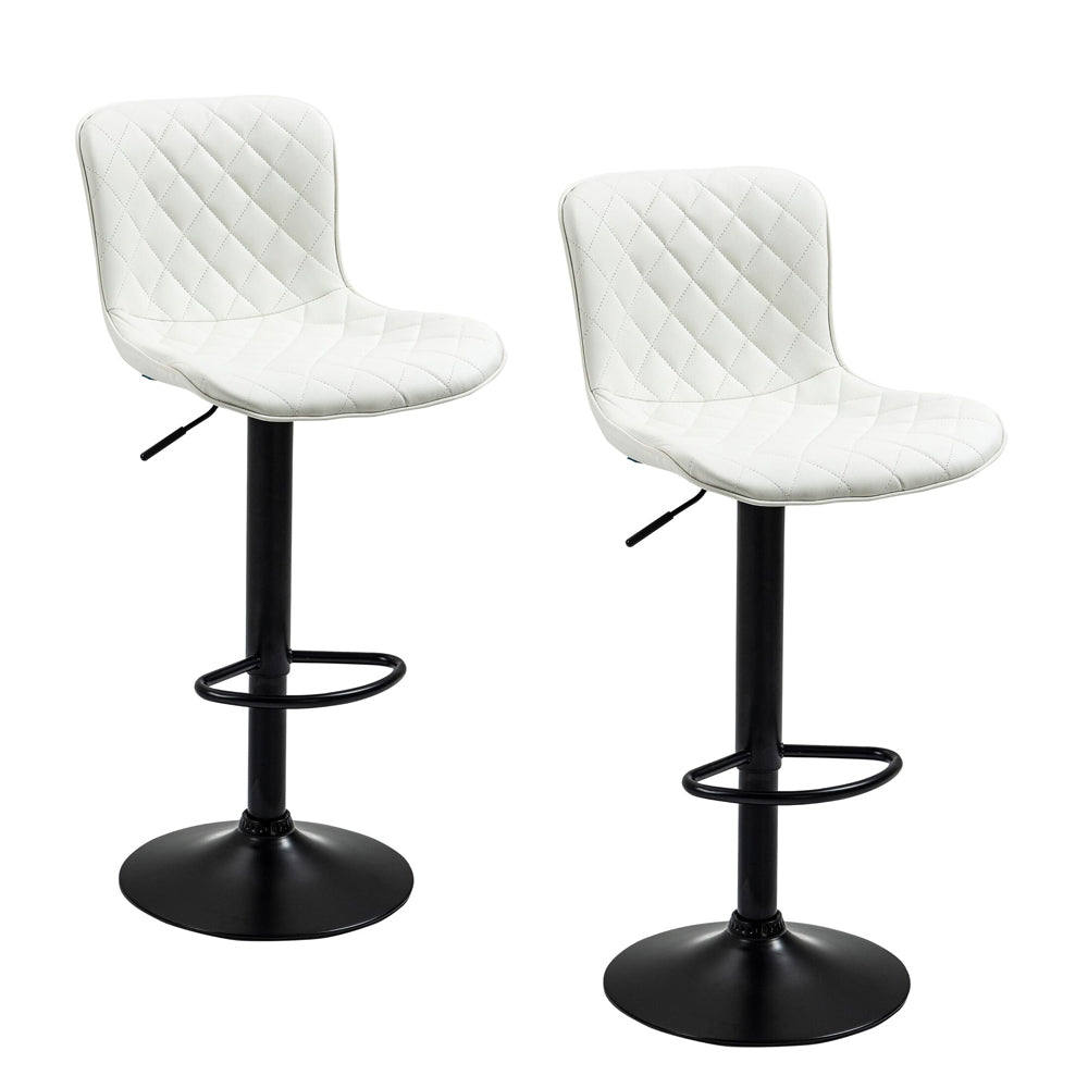 Kit 2 Banquetas Alta para Cozinha Base Preta Giratória Luxo Estofada Pu Bs80 Branca Best