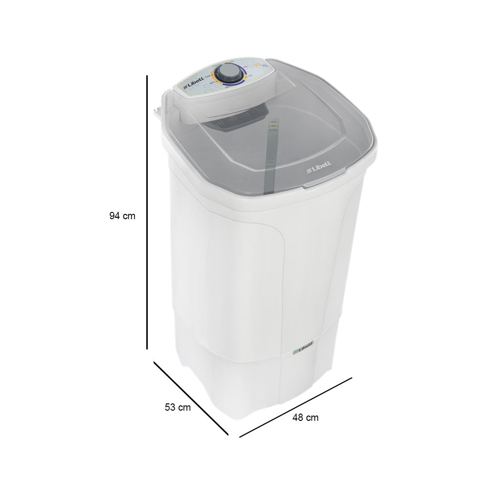 Tanquinho Lavadora 450W Semi Automático 14Kg Com 5 Programas 110V Libell Branco