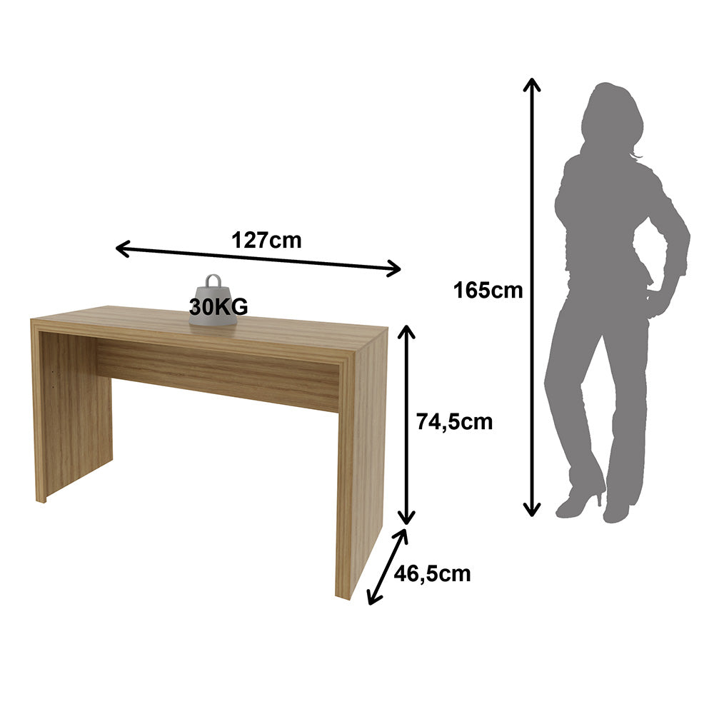 Mesa de Escritório Escrivaninha Para Computador 127cm Tecnomobili Cor Amêndoa