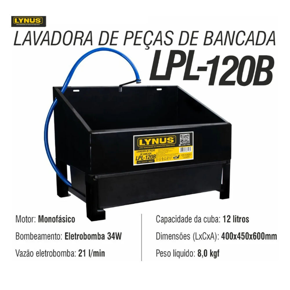 Lavadora de Peças Elétrica de Bancada para Oficina LPL-120B Lynus 127V