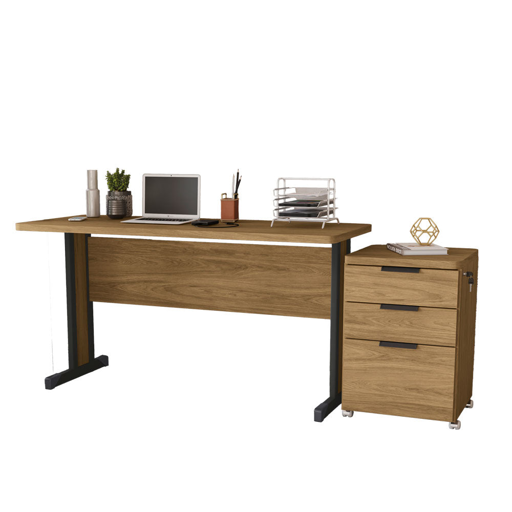 MESA COM GAVETEIRO ESCRITÓRIO HOME OFFICE 1,5M 3 GAVETAS KAPPESBERG