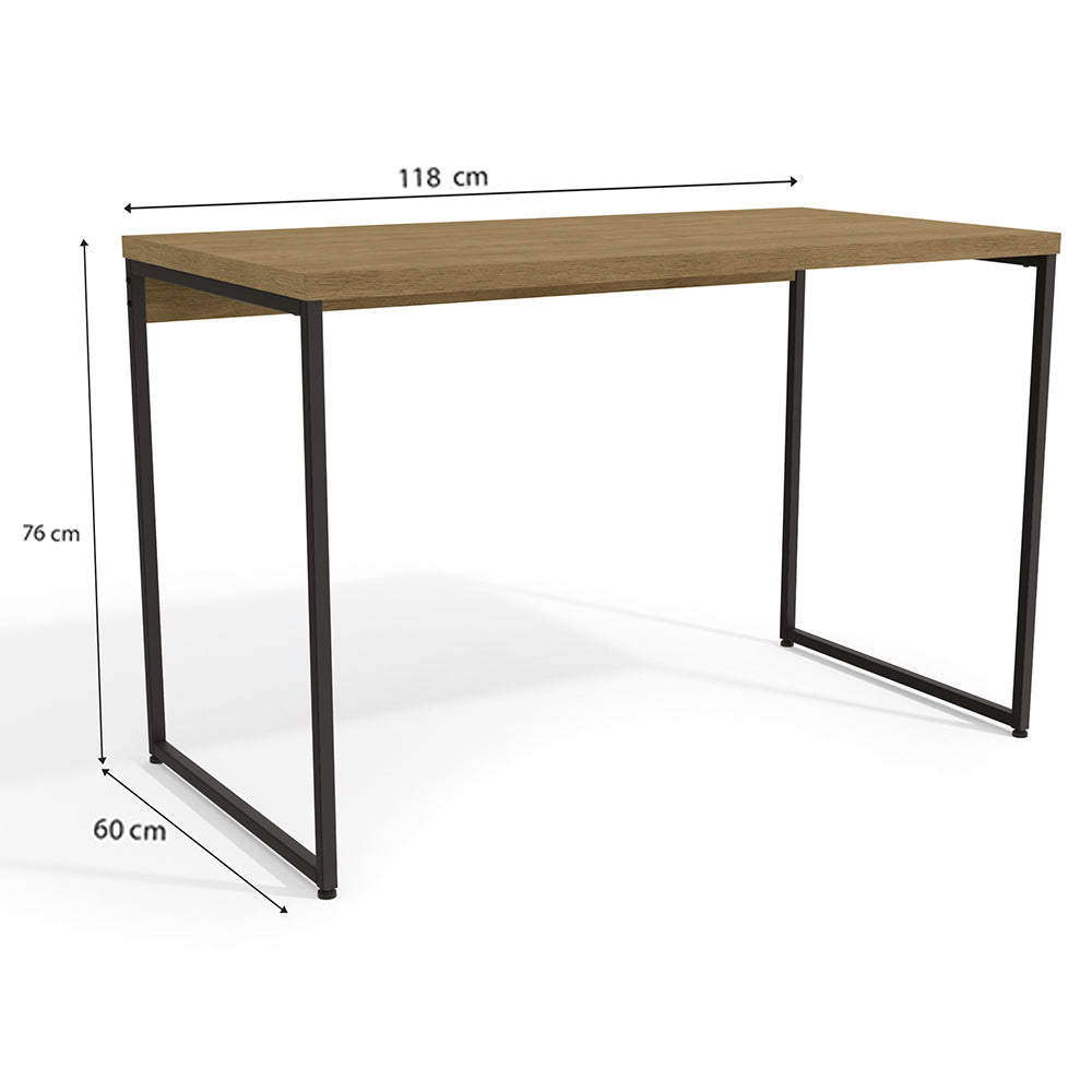 Kit Escritório Industrial: Estante 2m de 6 Nichos e Mesa Secretária 1,18m Linha Freijo/Preto Fosco Kappesberg