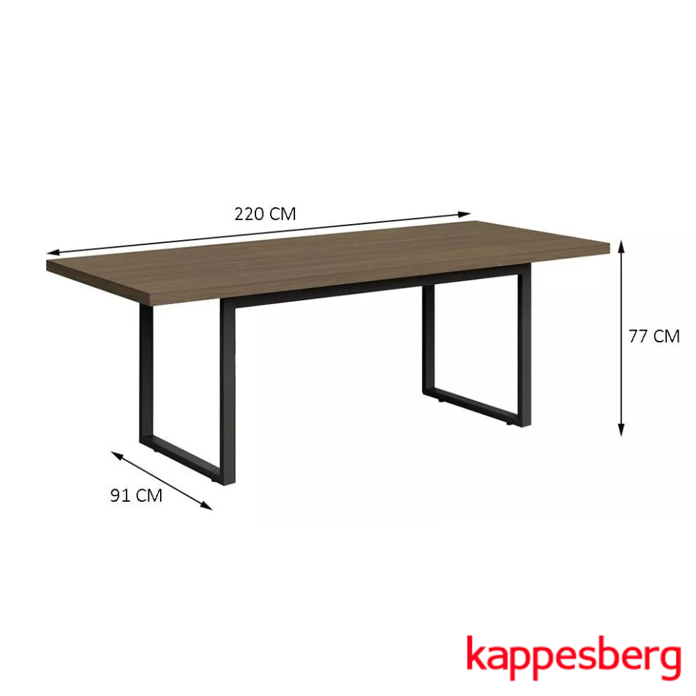 Mesa De Reunioes Para Escritório 2,20 Mt Carvalho Munique F220 - Kappesberg