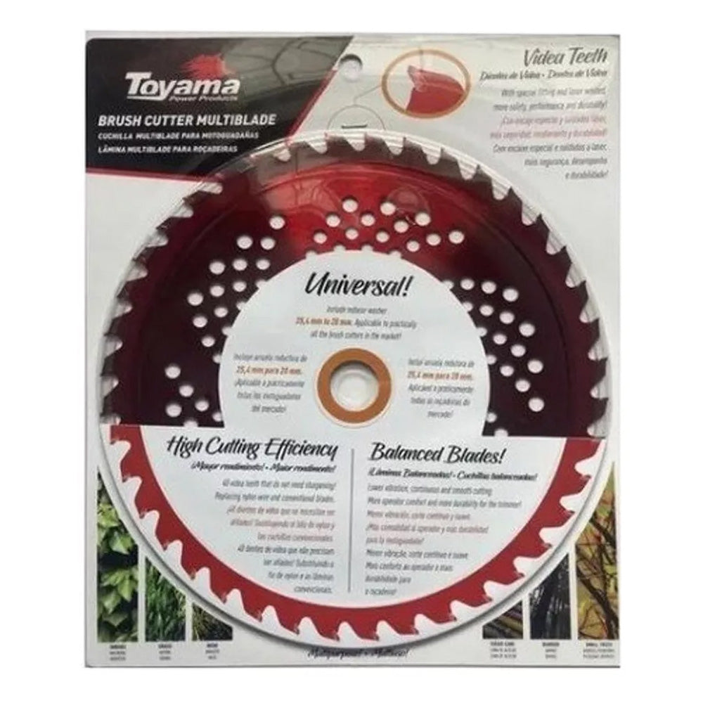 Kit 02 Lâminas para Roçadeira Circular 40 Dentes Videa Toyama 255×25,4×2,0mm Vermelha