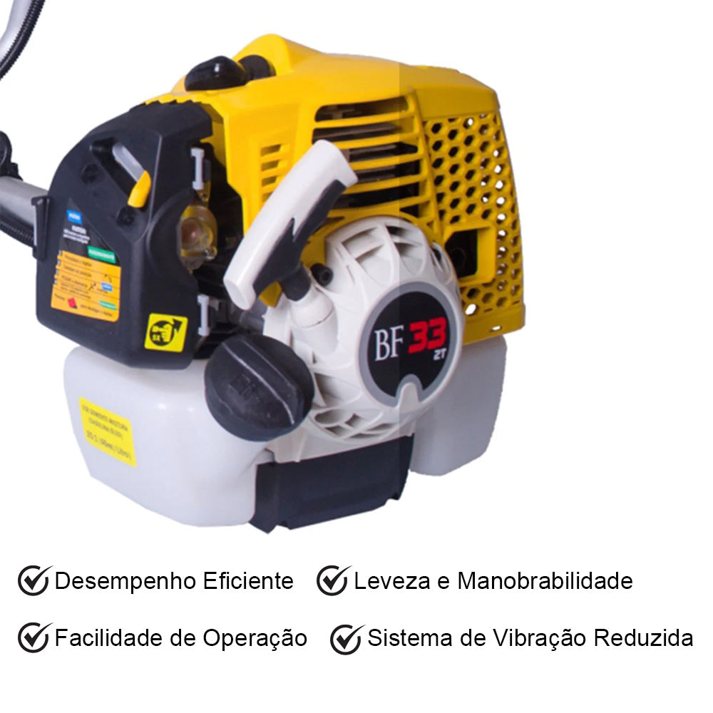 ROÇADEIRA A GASOLINA BUFFALO BF 33SB 1,2HP PARTIDA MANUAL 2T COM 1 LÂMINA EXTRA VIDEA CIRCULAR 40 DENTES