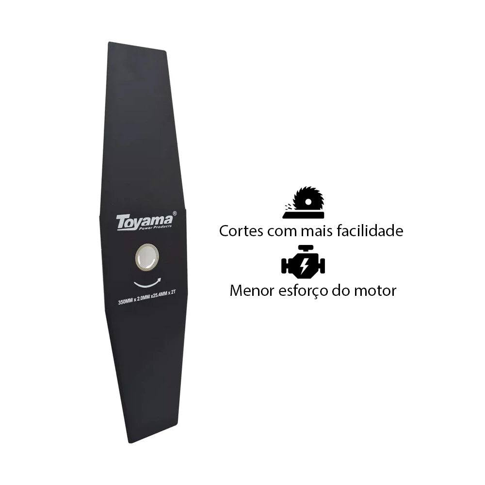 Kit 10 Lâminas para Roçadeira com 2 Pontas em Aço com Adaptador de Furo 350×25,4×2,0mm Universal Toy