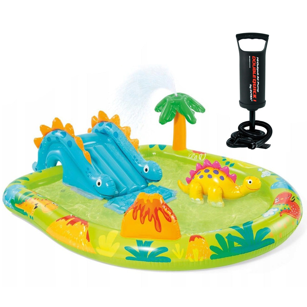 Piscina Infantil Inflável 143 Litros Parque dos Dinossauros Intex Com Bomba de Ar Manual